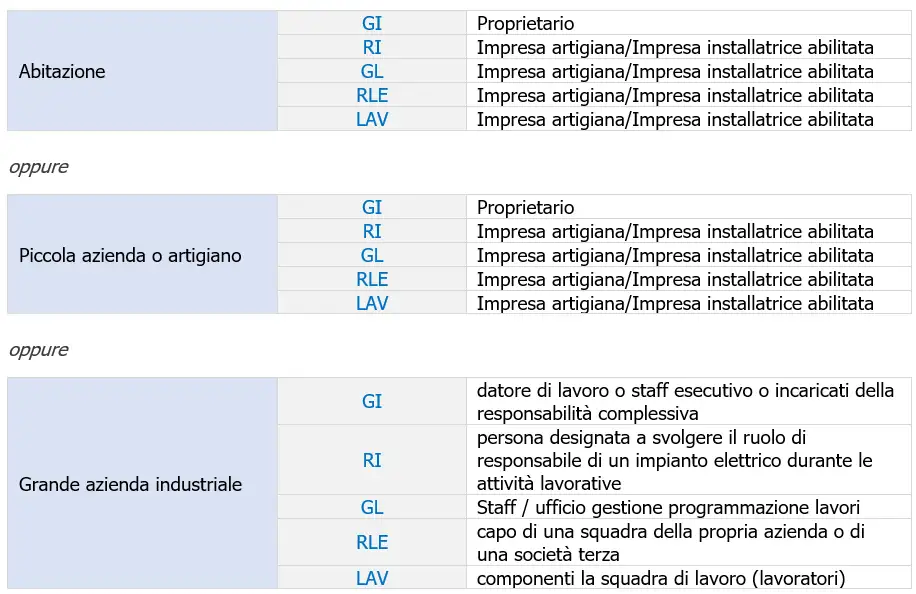 Ruoli nell’organizzazione di un lavoro elettrico Ruoli nell’organizzazione di un lavoro elettrico